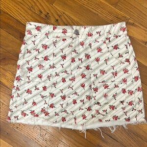 Re/Done Floral Mini Skirt - White and Red